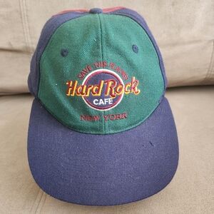 VTG Hard Rock Cafe New York Colorblock Embroidered Snapback Cap Wool Blend